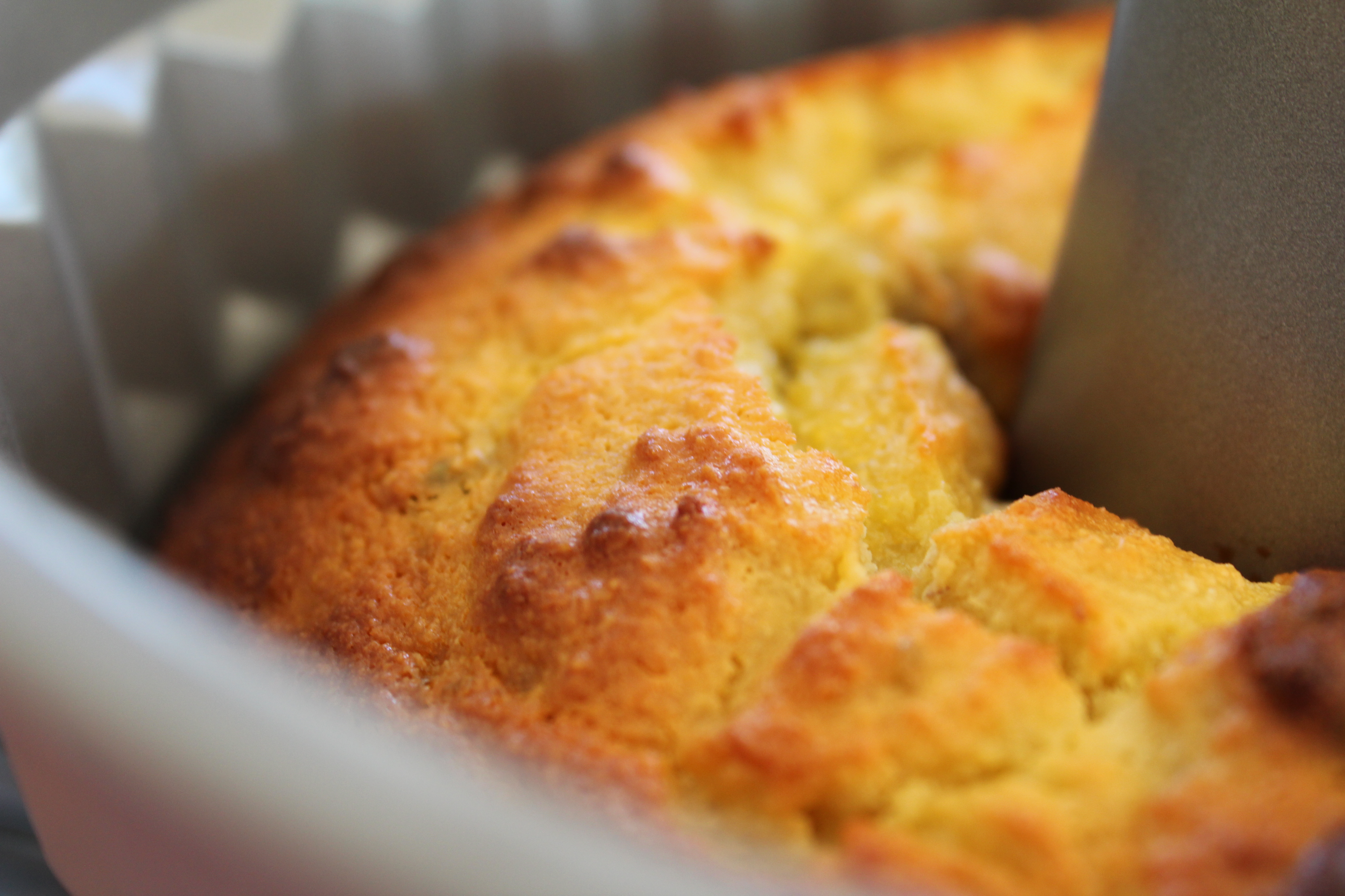 Cake in tin from side